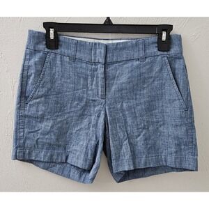 J. Crew Chino Shorts Women's Size‎ 00 Blue Mid Rise Flat Front 5.5" Inseam